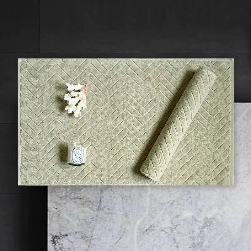 Luxurious Soft Jacquard Cotton Bath Mat - White, Beige, Grey & Sage Green Lilly & Lula