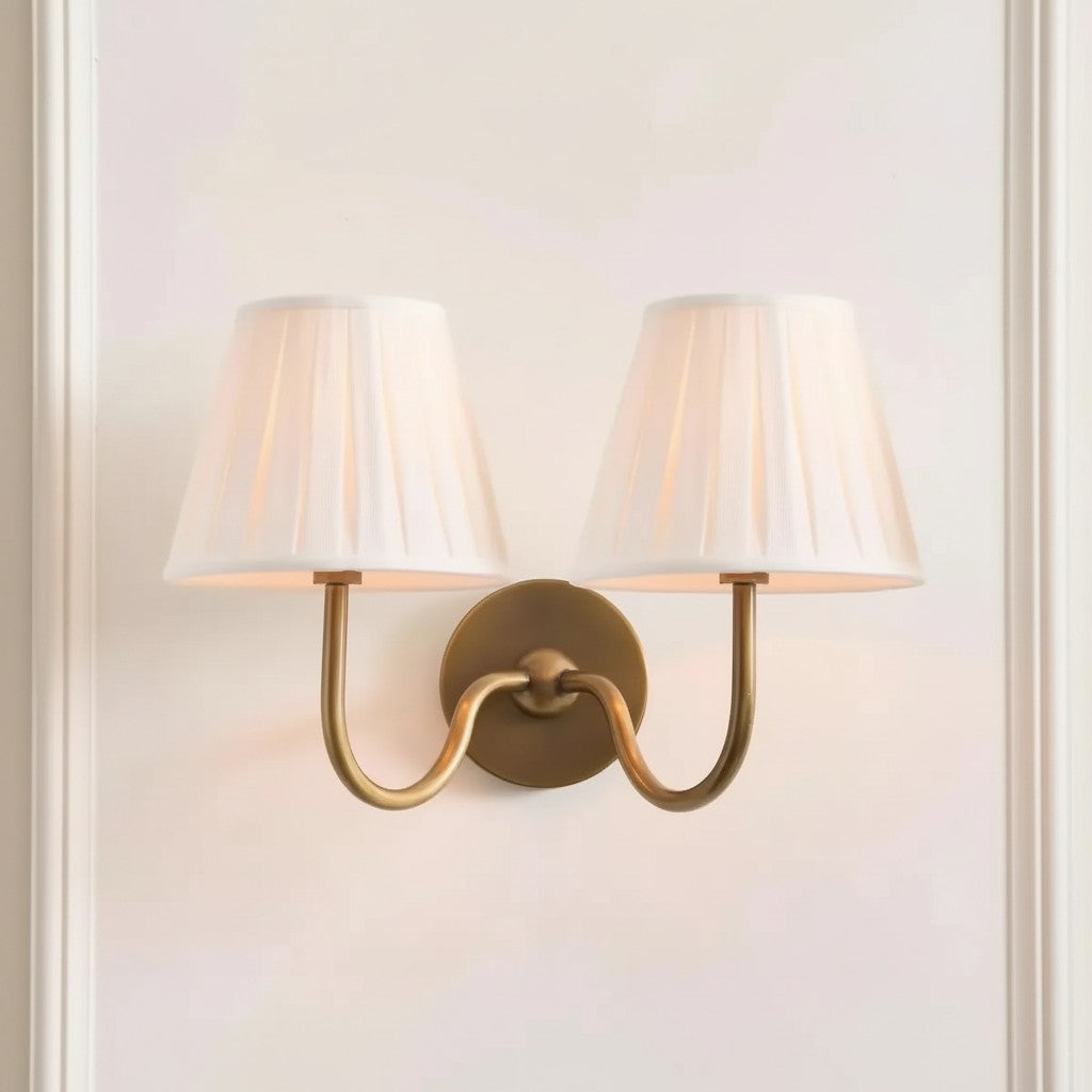 Luxurious French Style Farmhouse Double Wall Light with Linen Shade - 2 Colours