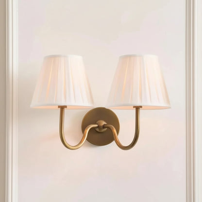 Luxurious French Style Farmhouse Double Wall Light with Linen Shade - 2 Colours