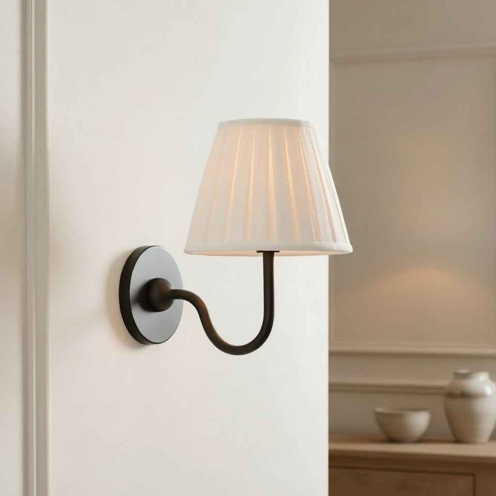 Luxurious French Style Farmhouse Wall Light with Linen Shade - 2 Colours
