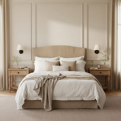 Luxurious French Style Farmhouse Wall Light with Linen Shade - 2 Colours