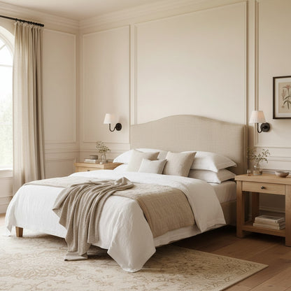 Luxurious French Style Farmhouse Wall Light with Linen Shade - 2 Colours