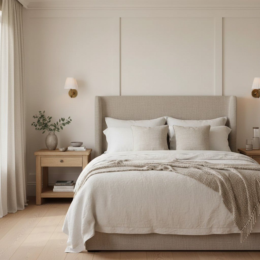 Luxurious French Style Farmhouse Wall Light with Linen Shade - 2 Colours