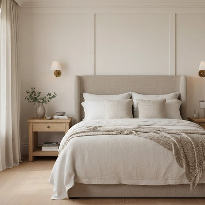 Luxurious French Style Farmhouse Wall Light with Linen Shade - 2 Colours