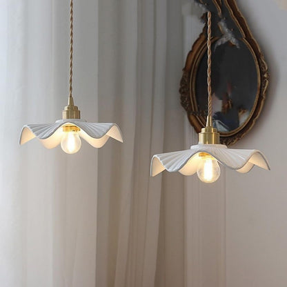 Minimalist Scandinavian Ceramic Hanging Ceiling Pendant Ceiling Light - White Lilly & Lula