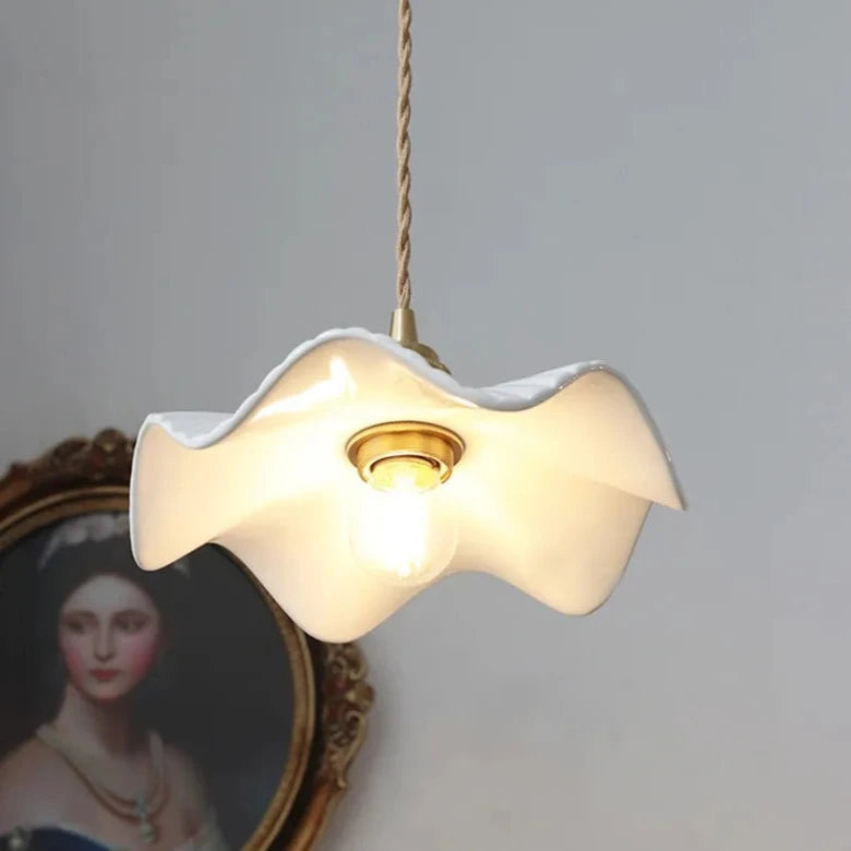 Minimalist Scandinavian Ceramic Hanging Ceiling Pendant Ceiling Light - White Lilly & Lula