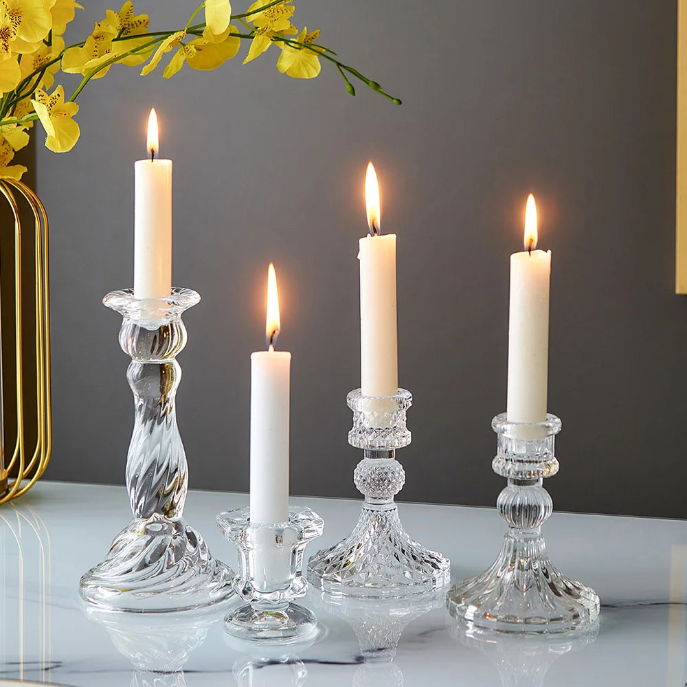 Minimalistic Nordic Style Glass Candle Holders For Taper Candles - 4 Styles Lilly & Lula