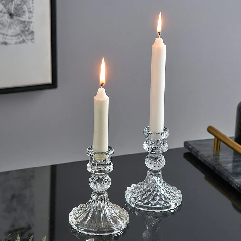 Minimalistic Nordic Style Glass Candle Holders For Taper Candles - 4 Styles Lilly & Lula