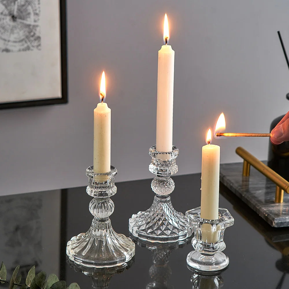 Minimalistic Nordic Style Glass Candle Holders For Taper Candles - 4 Styles Lilly & Lula