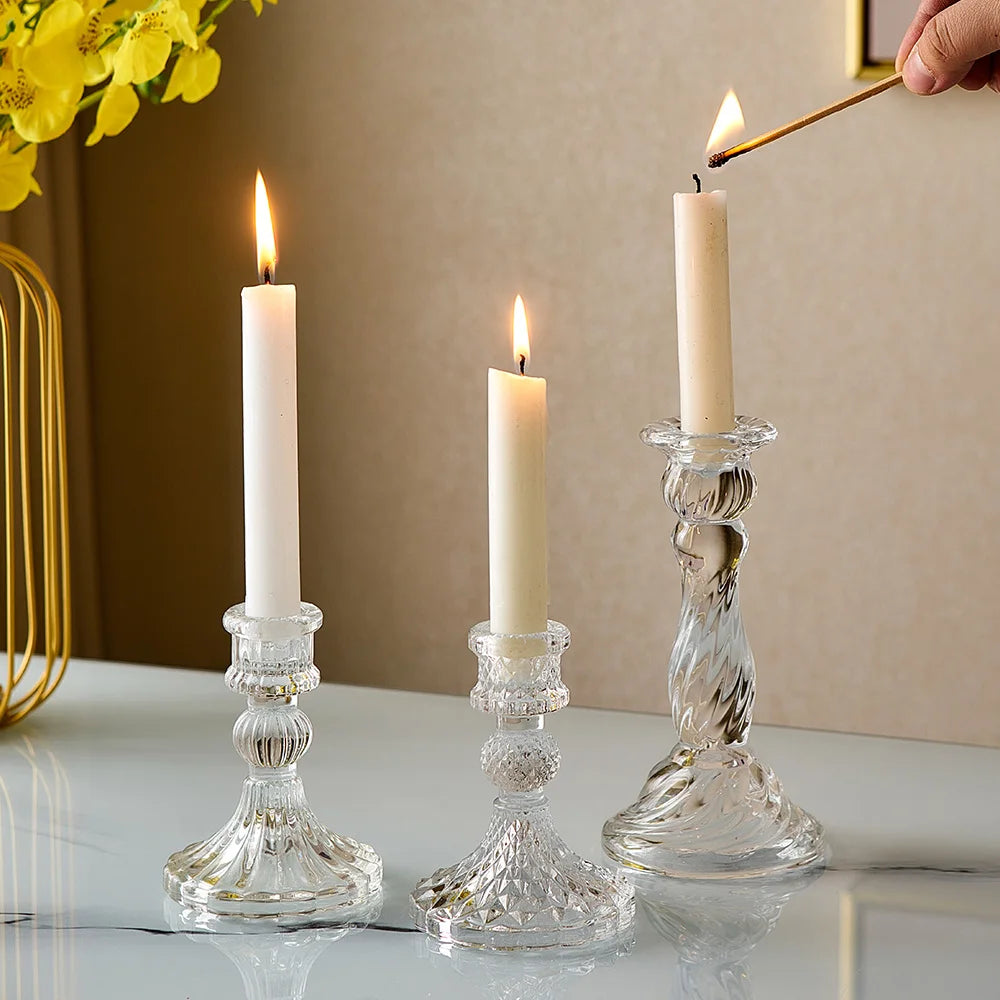 Minimalistic Nordic Style Glass Candle Holders For Taper Candles - 4 Styles Lilly & Lula