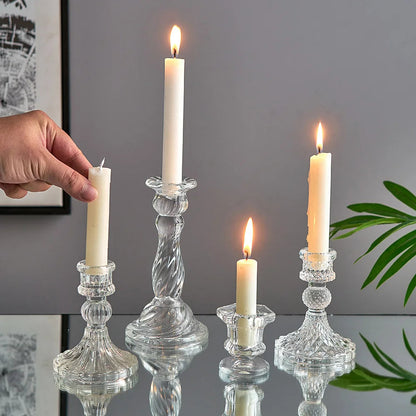 Minimalistic Nordic Style Glass Candle Holders For Taper Candles - 4 Styles Lilly & Lula