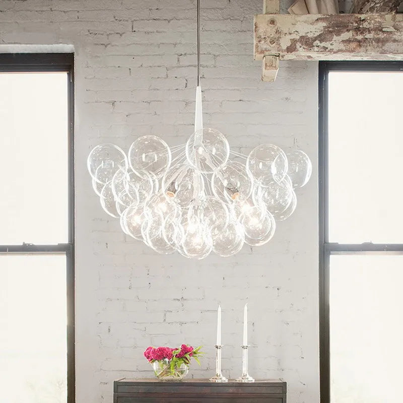 Modern Designer Clear Glass Chandelier Bubble Pendant - Black, White & Brown Lilly & Lula