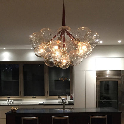 Modern Designer Clear Glass Chandelier Bubble Pendant - Black, White & Brown Lilly & Lula