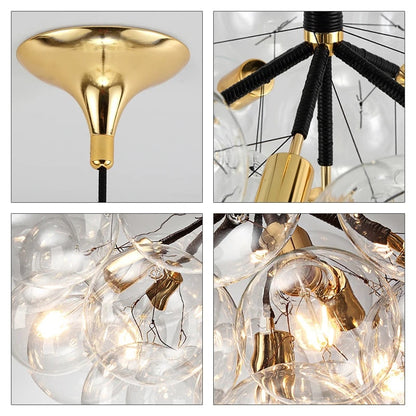 Modern Designer Clear Glass Chandelier Bubble Pendant - Black, White & Brown Lilly & Lula