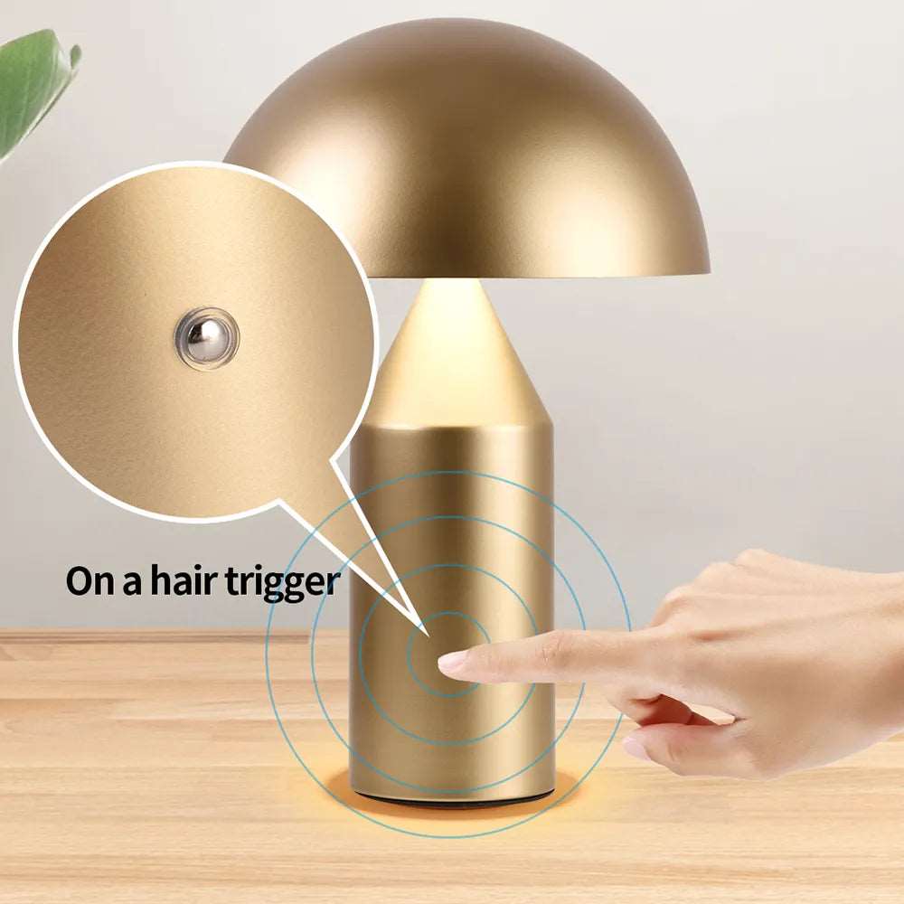 Modern Dimmable Mushroom Portable LED Table Lamp - Gold, White & Black Lilly & Lula