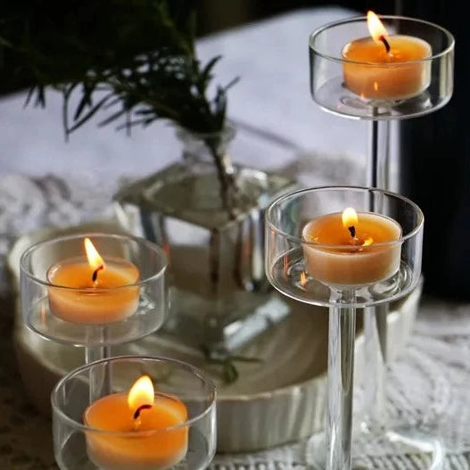 Modern Hand-Blown Tea Light Candle Holders Set - 3 Sizes Lilly & Lula