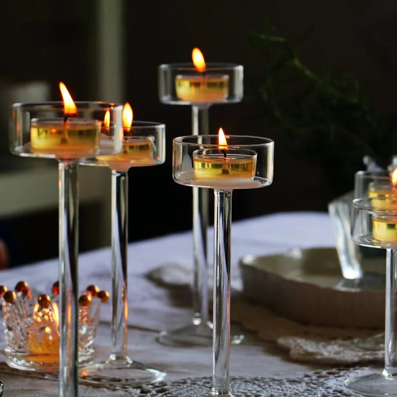 Modern Hand-Blown Tea Light Candle Holders Set - 3 Sizes Lilly & Lula