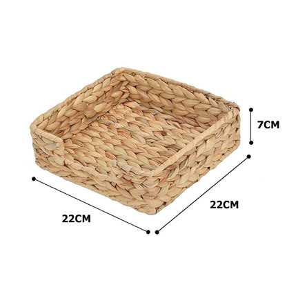 Modern Hand-Woven Storage Rattan Wicker Tray Baskets - 3 Sizes Lilly & Lula