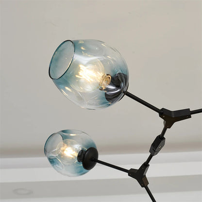 Modern Heritage Clear Glass Ball Semi-Flush Adjustable Bar Chandelier Pendant - Gold & Black Lilly & Lula