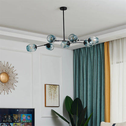 Modern Heritage Clear Glass Ball Semi-Flush Adjustable Bar Chandelier Pendant - Gold & Black Lilly & Lula