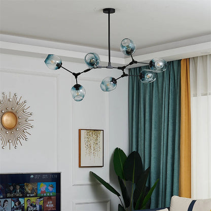 Modern Heritage Clear Glass Ball Semi-Flush Adjustable Bar Chandelier Pendant - Gold & Black Lilly & Lula