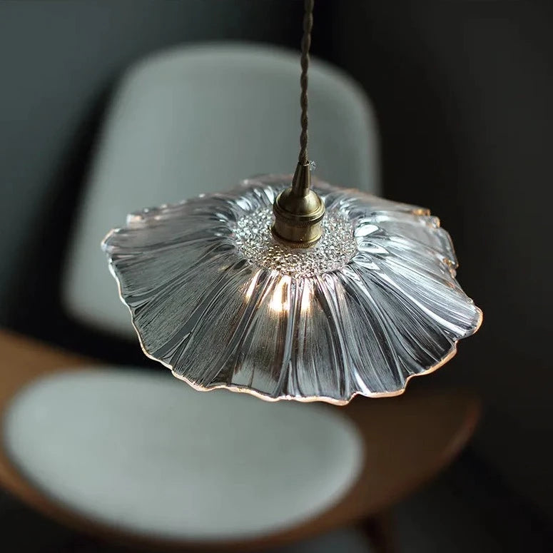 Modern Hibiscus Flower Inspired Glass Hanging Ceiling Pendant - Clear Lilly & Lula