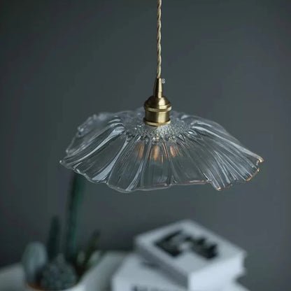 Modern Hibiscus Flower Inspired Glass Hanging Ceiling Pendant - Clear Lilly & Lula