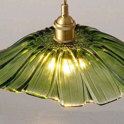 Modern Hibiscus Flower Inspired Glass Hanging Ceiling Pendant - Green Lilly & Lula