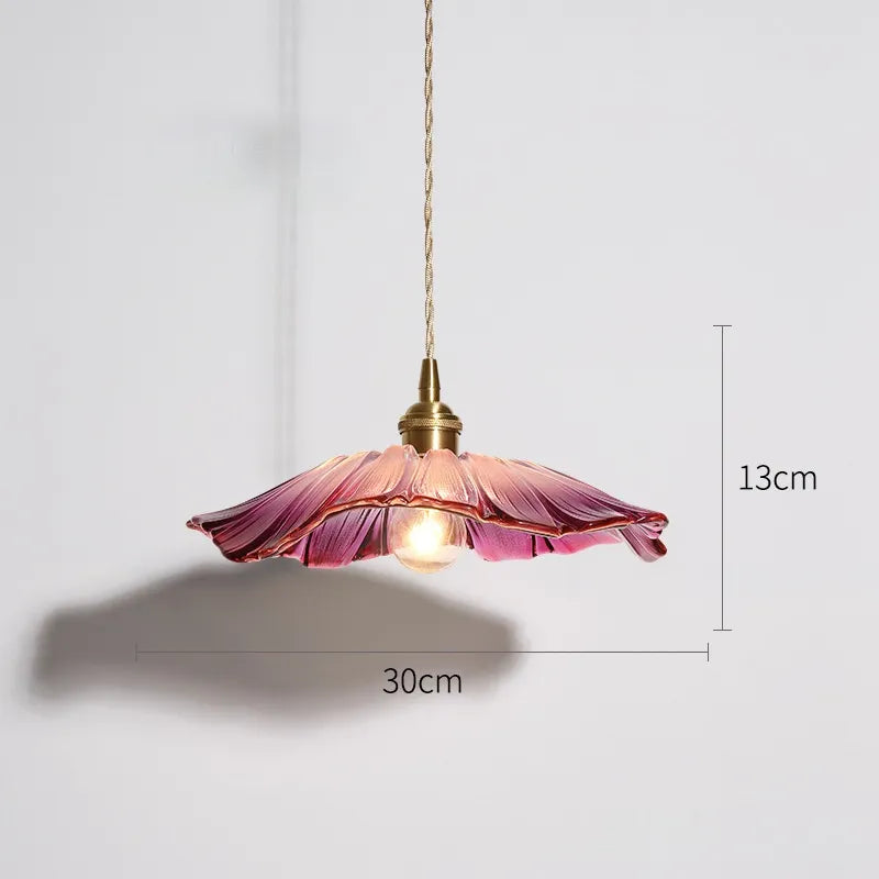 Modern Hibiscus Flower Inspired Glass Hanging Ceiling Pendant - Purple Lilly & Lula