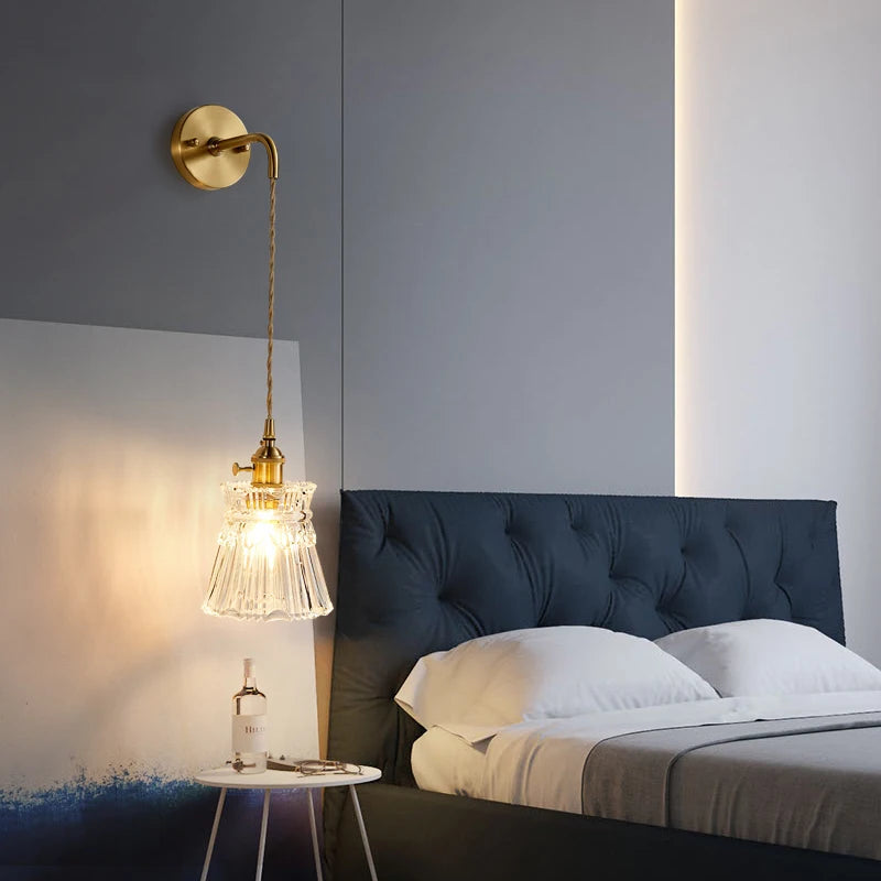 Modern LED Clear Nordic Glass Brass Wall Light - Hanging & Flush Lilly & Lula