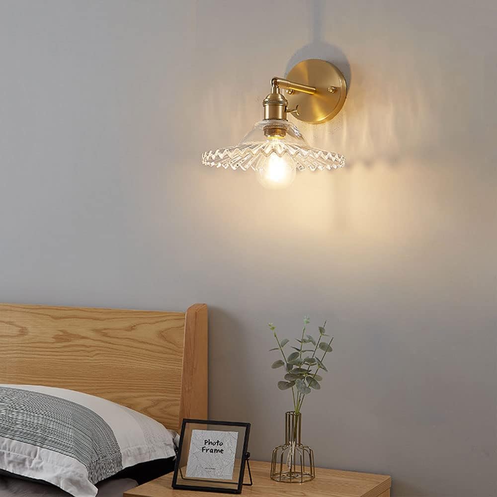 Modern LED Flared Nordic Clear Glass Brass Wall Light - Hanging & Flush Lilly & Lula