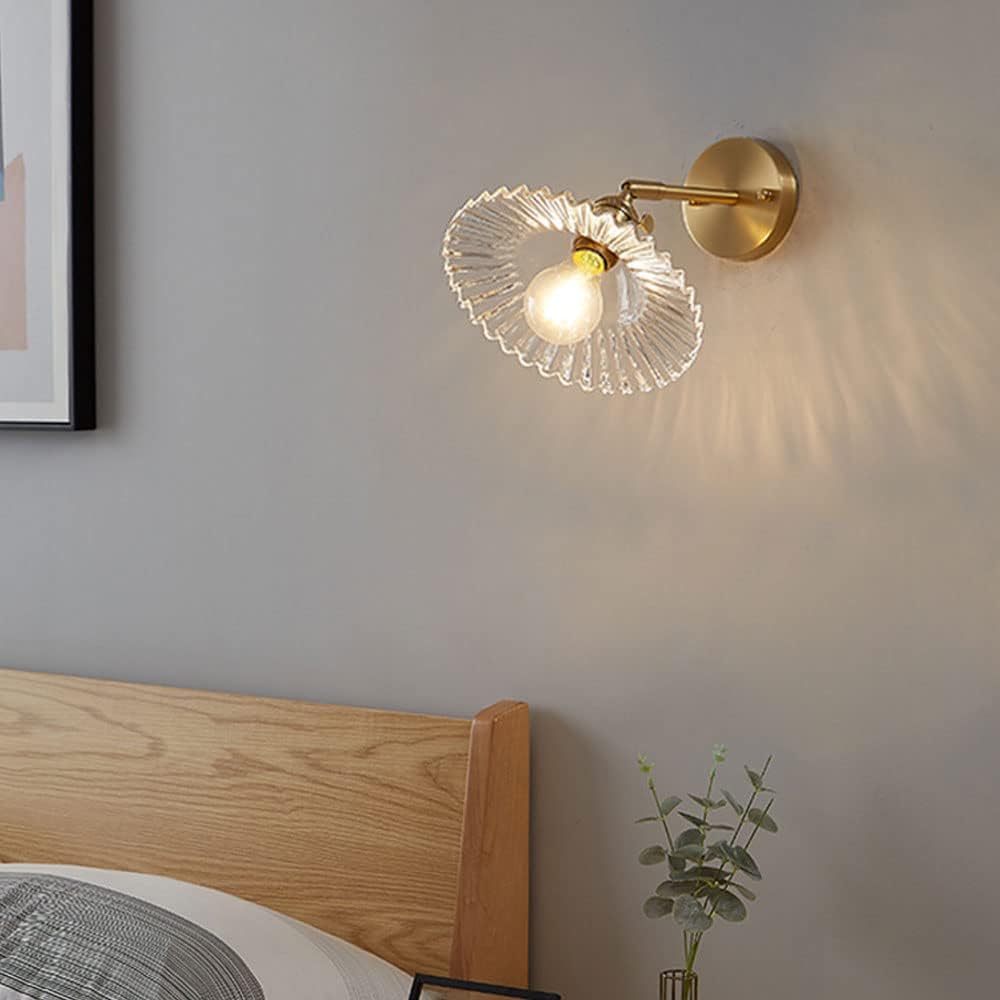 Modern LED Flared Nordic Clear Glass Brass Wall Light - Hanging & Flush Lilly & Lula