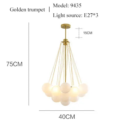 Modern LED Frosted Bubble Cloud Glass Chandelier - Gold & Black Lilly & Lula