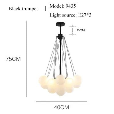 Modern LED Frosted Bubble Cloud Glass Chandelier - Gold & Black Lilly & Lula