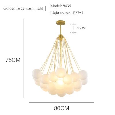 Modern LED Frosted Bubble Cloud Glass Chandelier - Gold & Black Lilly & Lula