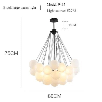 Modern LED Frosted Bubble Cloud Glass Chandelier - Gold & Black Lilly & Lula