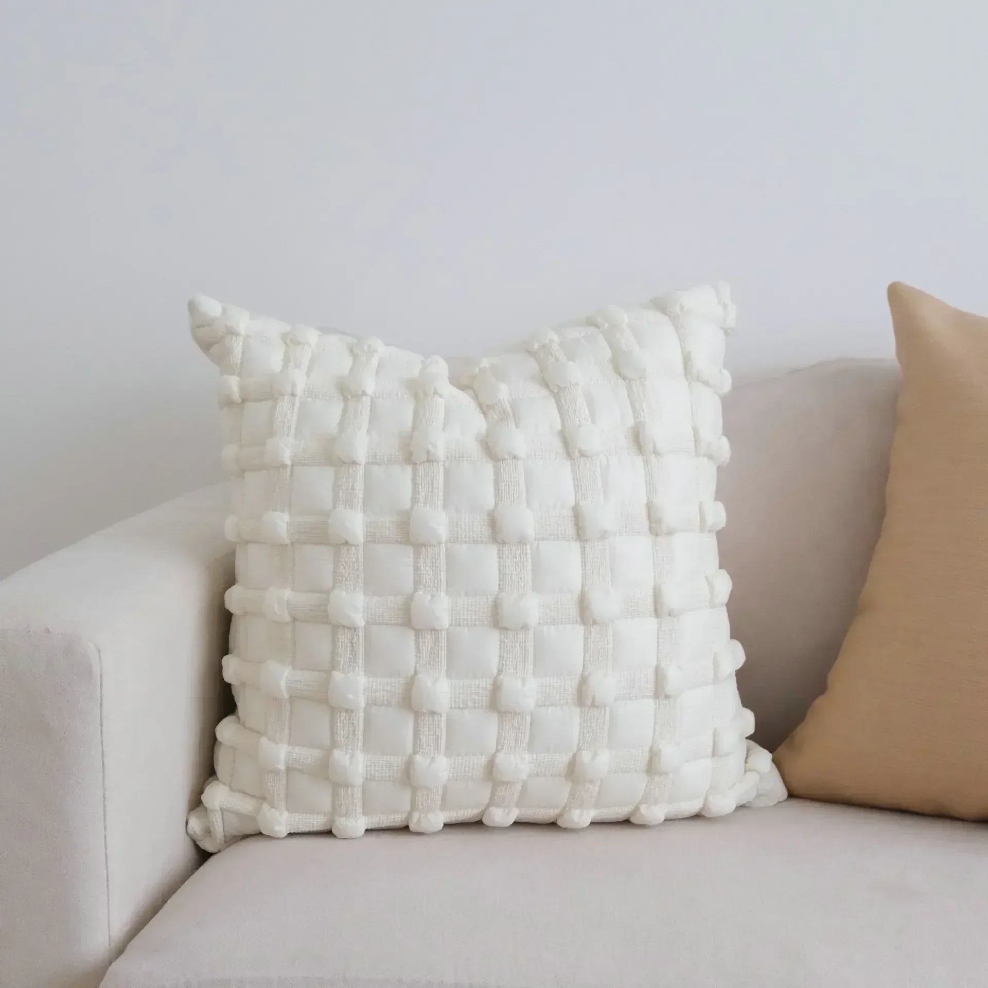 Modern Luxury Decorative Pom Pom Cushion Cover - White, Beige & Black Lilly & Lula