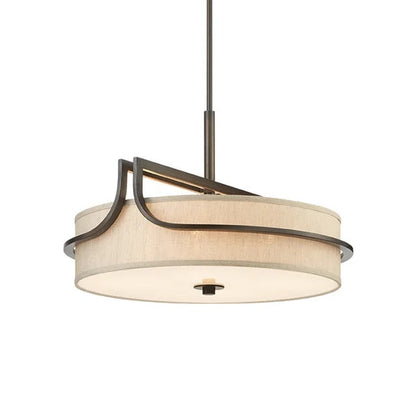 Modern Luxury Oval Copper Pendant with Beige Shade - Black & Brass Lilly & Lula