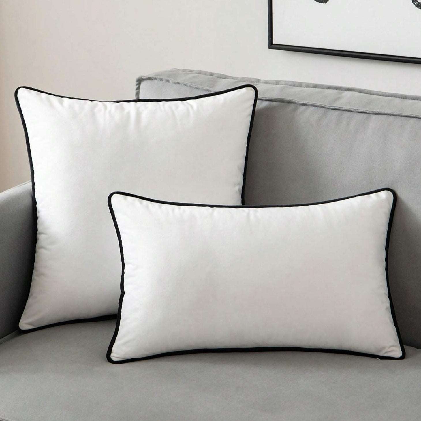 Lilly Lula Modern Luxury Velvet Hemming Pillowcase Black White