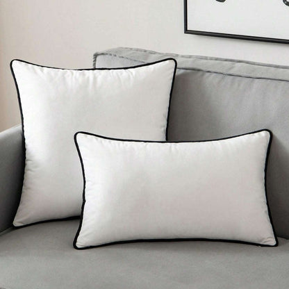 Modern Luxury Velvet Hemming Cushion Covers - Black & White Lilly & Lula