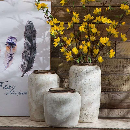 Modern Natural Stone Vase with Gold Rim - 3 Sizes Lilly & Lula