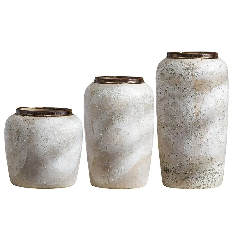 Modern Natural Stone Vase with Gold Rim - 3 Sizes Lilly & Lula