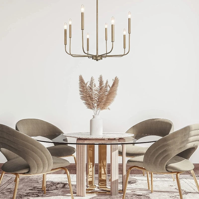 Modern Scandinavian Farmhouse Pendant Chandelier 8-Light - Gold & Black Lilly & Lula