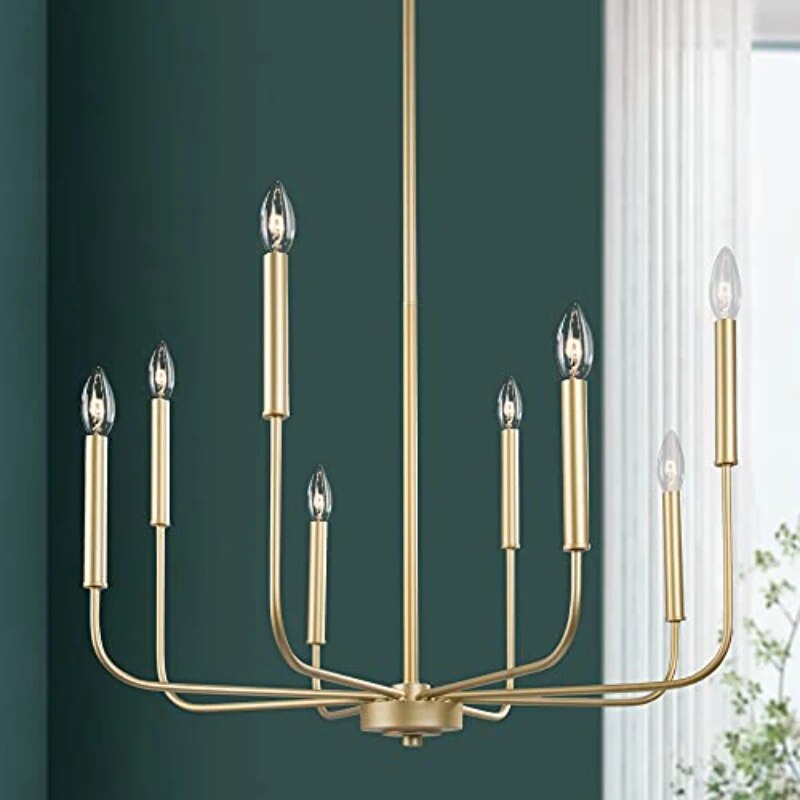 Modern Scandinavian Farmhouse Pendant Chandelier 8-Light - Gold & Black Lilly & Lula