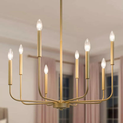 Modern Scandinavian Farmhouse Pendant Chandelier 8-Light - Gold & Black Lilly & Lula