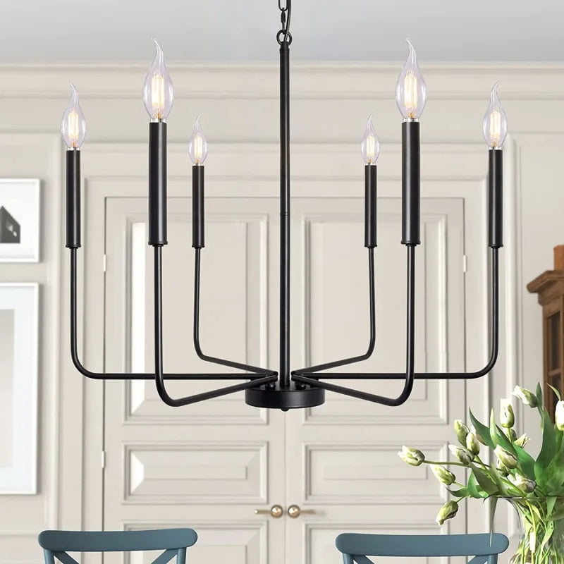 Modern Scandinavian Farmhouse Pendant Chandelier 8-Light - Gold & Black Lilly & Lula