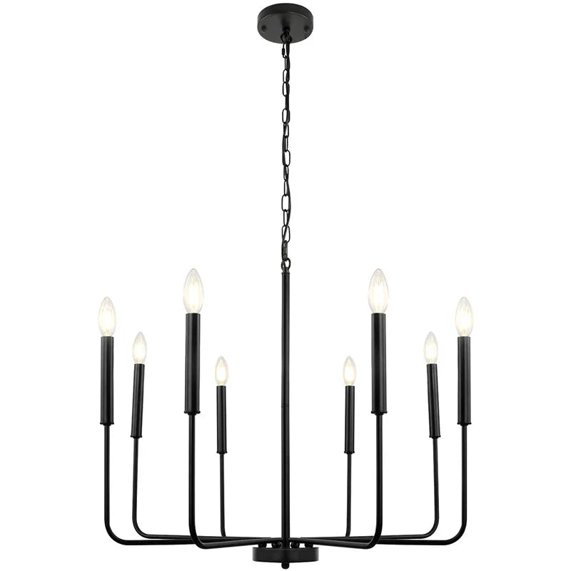 Modern Scandinavian Farmhouse Pendant Chandelier 8-Light - Gold & Black Lilly & Lula