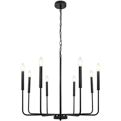 Modern Scandinavian Farmhouse Pendant Chandelier 8-Light - Gold & Black Lilly & Lula