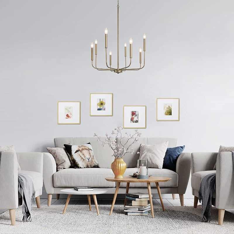 Modern Scandinavian Farmhouse Pendant Chandelier 8-Light - Gold & Black Lilly & Lula