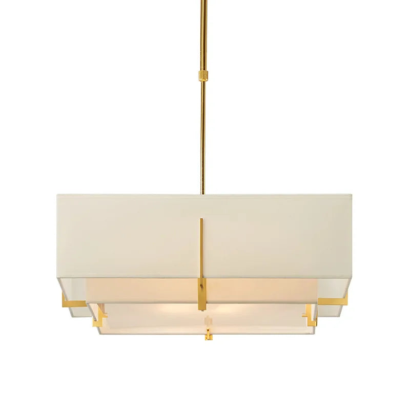 Modern Square Minimalist Pendant Light with Natural Shade - Gold & Black Lilly & Lula